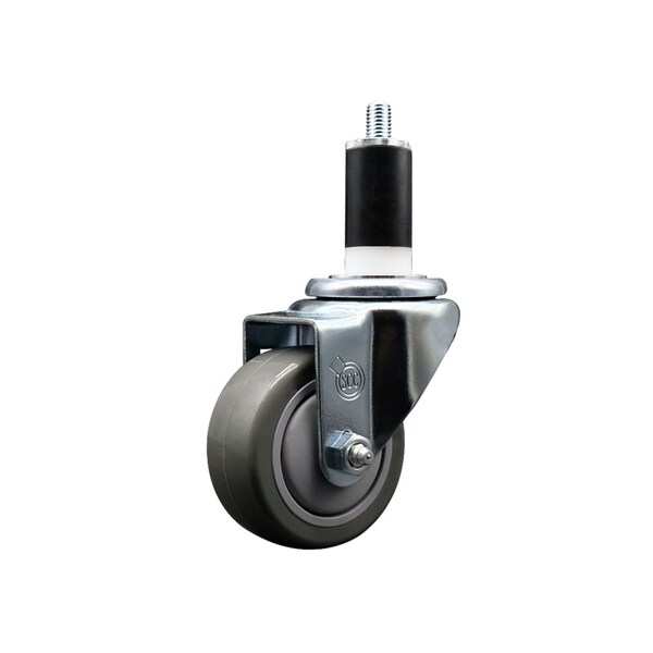 3'' SS Gray Poly Wheel Swivel 1-3/8'' Expanding Stem Caster
